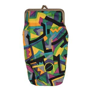 Vintage Colorful Abstract Kisslock Coin Case 80s — 4" x 7"